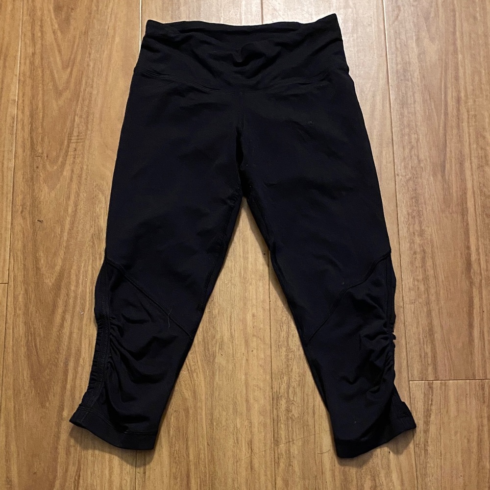 lululemon athletica Black Capri Leggings with Ruched Ankles